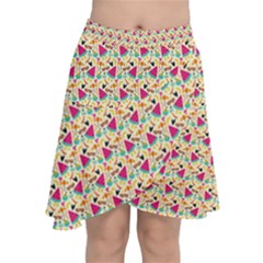 Summer Watermelon Pattern Chiffon Wrap Front Skirt by designsbymallika