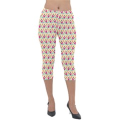 Summer Watermelon Pattern Lightweight Velour Capri Leggings 