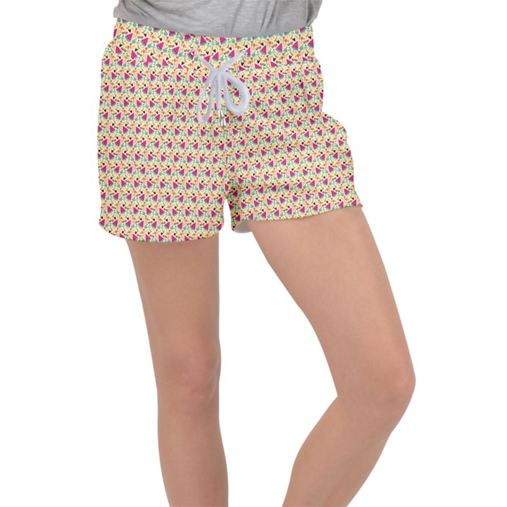 Summer Watermelon Pattern Women s Velour Lounge Shorts