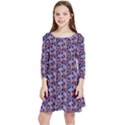 Trippy Cool Pattern Kids  Quarter Sleeve Skater Dress View1