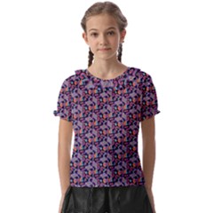 Trippy Cool Pattern Kids  Frill Chiffon Blouse by designsbymallika