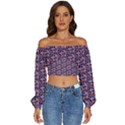 Trippy Cool Pattern Long Sleeve Crinkled Weave Crop Top View1