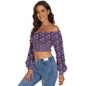 Trippy Cool Pattern Long Sleeve Crinkled Weave Crop Top View2