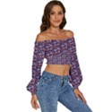 Trippy Cool Pattern Long Sleeve Crinkled Weave Crop Top View3