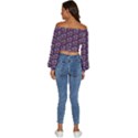 Trippy Cool Pattern Long Sleeve Crinkled Weave Crop Top View4