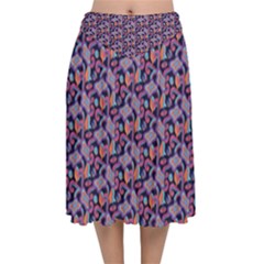 Trippy Cool Pattern Velvet Flared Midi Skirt