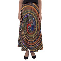 Swirl Vortex Emoji Cyclone Motion Art Flared Maxi Skirt by Paksenen