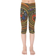 Swirl Vortex Emoji Cyclone Motion Art Kids  Capri Leggings  by Paksenen