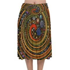 Swirl Vortex Emoji Cyclone Motion Art Velvet Flared Midi Skirt by Paksenen