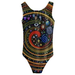 Swirl Vortex Emoji Cyclone Motion Art Kids  Cut-out Back One Piece Swimsuit by Paksenen