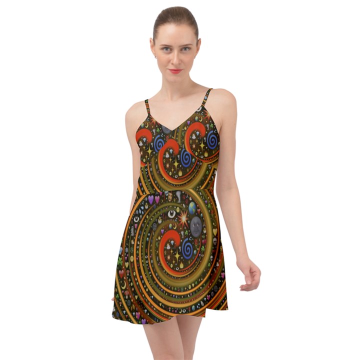 Swirl Vortex Emoji Cyclone Motion Art Summer Time Chiffon Dress