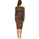 Swirl Vortex Emoji Cyclone Motion Art Long Sleeve V-Neck Bodycon Dress  View4