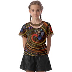 Swirl Vortex Emoji Cyclone Motion Art Kids  Front Cut T-shirt by Paksenen