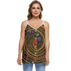 Swirl Vortex Emoji Cyclone Motion Art Casual Spaghetti Strap Chiffon Top by Paksenen