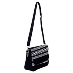 Black And White Tukutuku Koru Shoulder Bag With Back Zipper by Bhartitaylordesigns