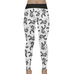 Erotic Pants Motif Black And White Graphic Pattern Black Backgrond Classic Yoga Leggings by dflcprintsclothing