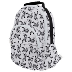 Erotic Pants Motif Black And White Graphic Pattern Black Backgrond Rounded Multi Pocket Backpack by dflcprintsclothing