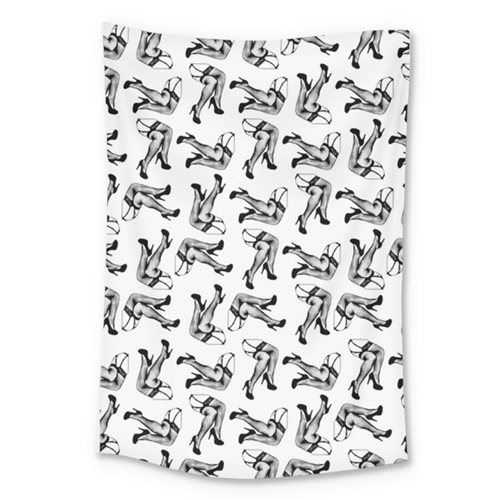 Erotic Pants Motif Black And White Graphic Pattern Black Backgrond Large Tapestry