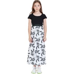 Erotic Pants Motif Black And White Graphic Pattern Black Backgrond Kids  Flared Maxi Skirt by dflcprintsclothing