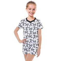 Erotic Pants Motif Black And White Graphic Pattern Black Backgrond Kids  Mesh T-shirt And Shorts Set