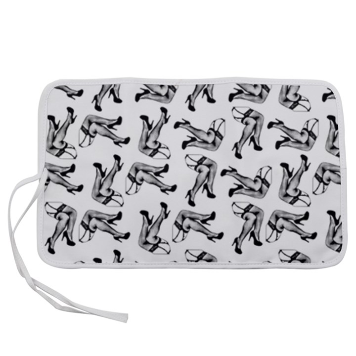 Erotic Pants Motif Black And White Graphic Pattern Black Backgrond Pen Storage Case (M)