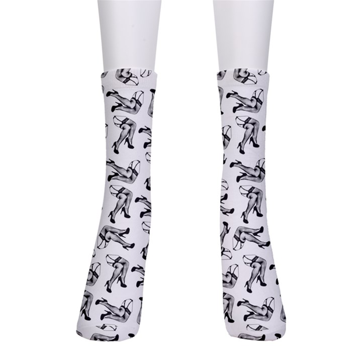 Erotic Pants Motif Black And White Graphic Pattern Black Backgrond Crew Socks