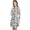 Erotic Pants Motif Black And White Graphic Pattern Black Backgrond Long Sleeve Velour Skater Dress View2