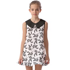 Erotic Pants Motif Black And White Graphic Pattern Black Backgrond Kids  Pilgrim Collar Ruffle Hem Dress by dflcprintsclothing