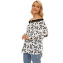 Erotic Pants Motif Black And White Graphic Pattern Black Backgrond Off Shoulder Chiffon Pocket Shirt View2