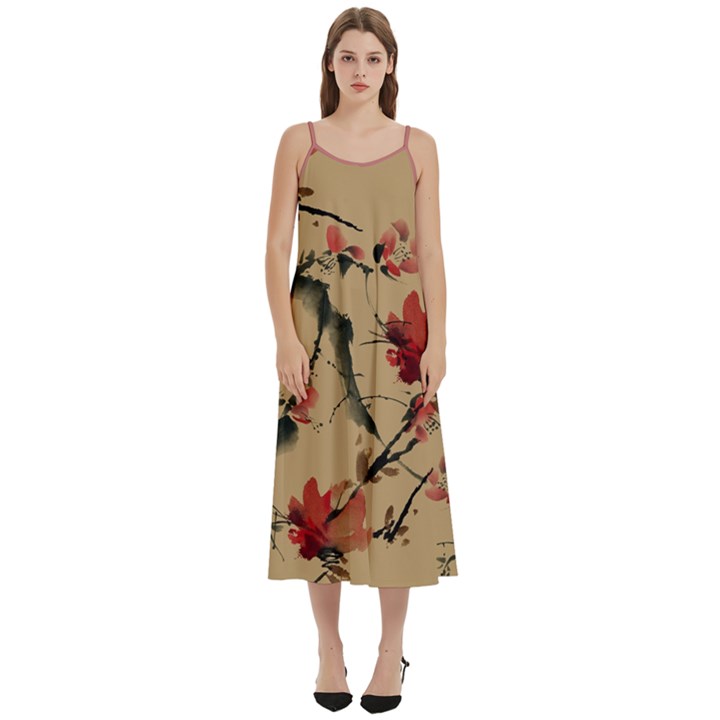 Chinese Plum Blossom Spring - Copy Casual Spaghetti Strap Midi Dress