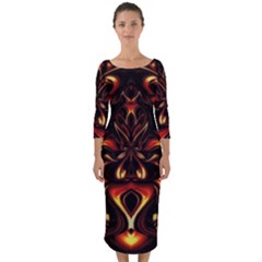 Year Of The Dragon Quarter Sleeve Midi Bodycon Dress by MRNStudios