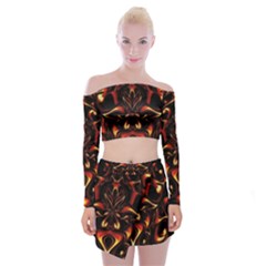 Year Of The Dragon Off Shoulder Top With Mini Skirt Set by MRNStudios