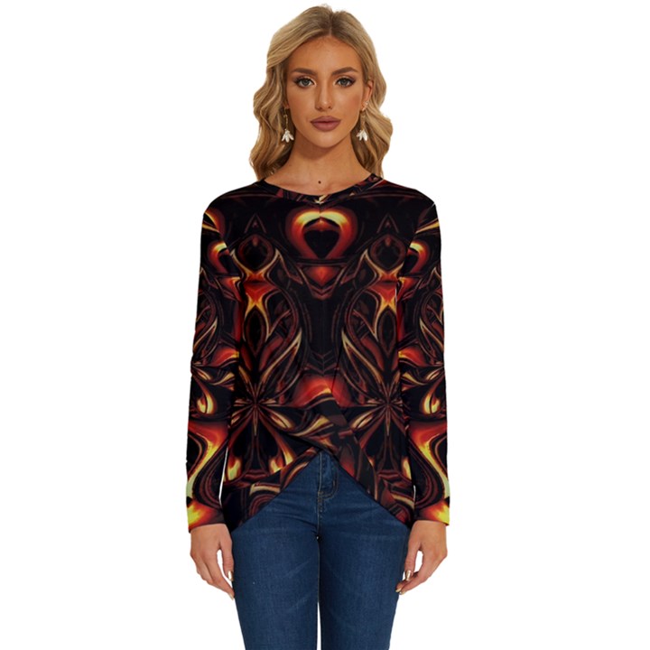 Year Of The Dragon Long Sleeve Crew Neck Pullover Top