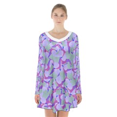 Kaleidoscope Dreams Long Sleeve Velvet V-neck Dress by dflcprintsclothing