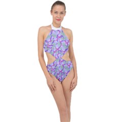 Kaleidoscope Dreams Halter Side Cut Swimsuit by dflcprintsclothing