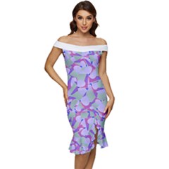 Kaleidoscope Dreams Off Shoulder Ruffle Split Hem Bodycon Dress by dflcprintsclothing