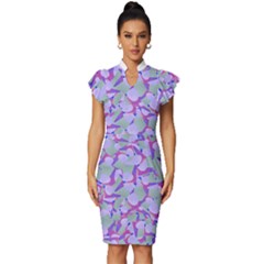 Kaleidoscope Dreams Vintage Frill Sleeve V-neck Bodycon Dress by dflcprintsclothing