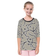 Sketchy Abstract Artistic Print Design Kids  Quarter Sleeve Raglan T-shirt