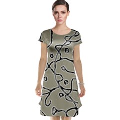 Sketchy Abstract Artistic Print Design Cap Sleeve Nightdress by dflcprintsclothing