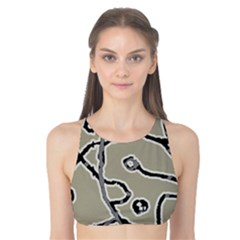 Sketchy Abstract Artistic Print Design Tank Bikini Top by dflcprintsclothing