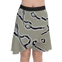 Sketchy Abstract Artistic Print Design Chiffon Wrap Front Skirt by dflcprintsclothing