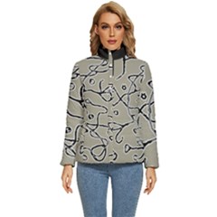 Sketchy Abstract Artistic Print Design Women s Puffer Bubble Jacket Coat by dflcprintsclothing