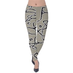 Sketchy Abstract Artistic Print Design Velvet Leggings by dflcprintsclothing