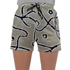 Sketchy Abstract Artistic Print Design Sleepwear Shorts