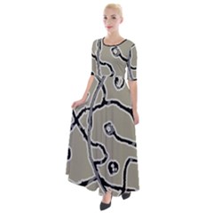 Sketchy Abstract Artistic Print Design Half Sleeves Maxi Dress by dflcprintsclothing