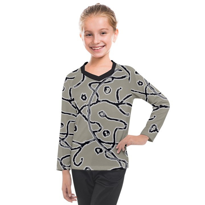 Sketchy abstract artistic print design Kids  Long Mesh T-Shirt