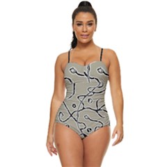 Sketchy Abstract Artistic Print Design Retro Full Coverage Swimsuit by dflcprintsclothing