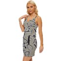 Sketchy abstract artistic print design Wrap Tie Front Dress View2