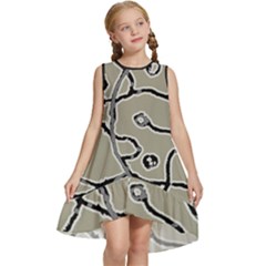 Sketchy Abstract Artistic Print Design Kids  Frill Swing Dress by dflcprintsclothing