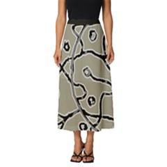 Sketchy Abstract Artistic Print Design Classic Midi Chiffon Skirt by dflcprintsclothing